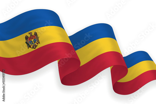 Moldova national flag waving on white background