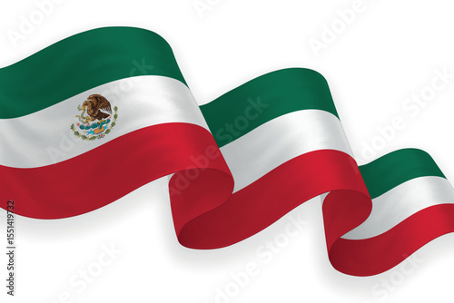Mexico national flag waving on white background