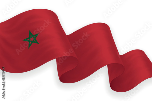 Morocco national flag waving on white background