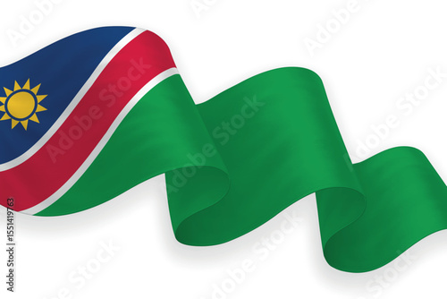 Namibia national flag waving on white background