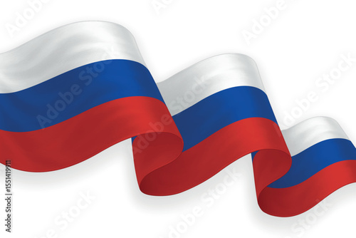 Russia national flag waving on white background