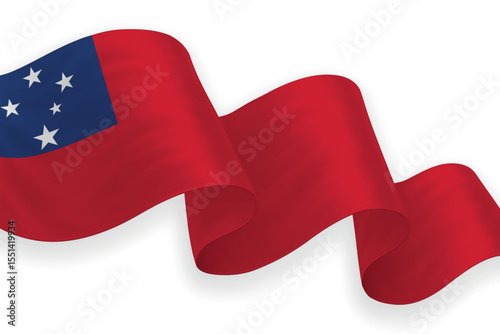 Samoa national flag waving on white background