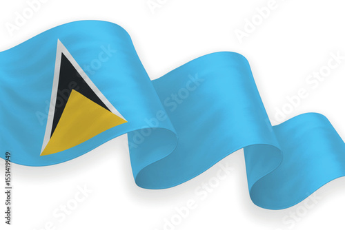 Saint Lucia national flag waving on white background
