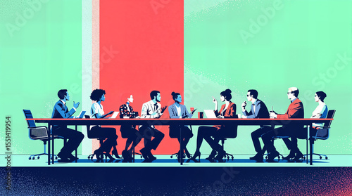 Creative Team Meeting Pop Art Corporate Scene