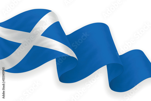 Scotland national flag waving on white background