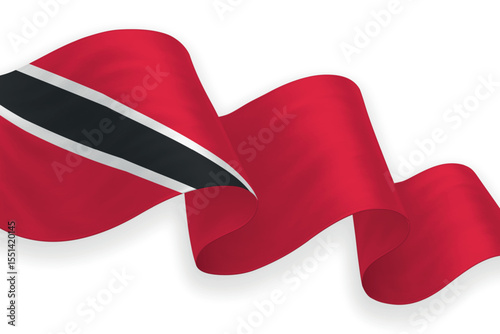 Trinidad and Tobago national flag waving on white background