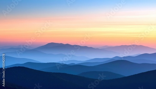 Layered Mountain Ranges At Sunrise