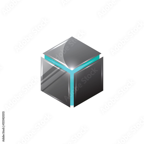 3d cube abstract logo modern style