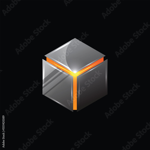 3d cube abstract logo modern style