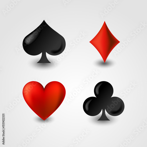 Playing card suits – flat design with soft gradient