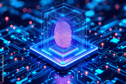 Abstract AI Security System with Chip and Digital Fingerprint