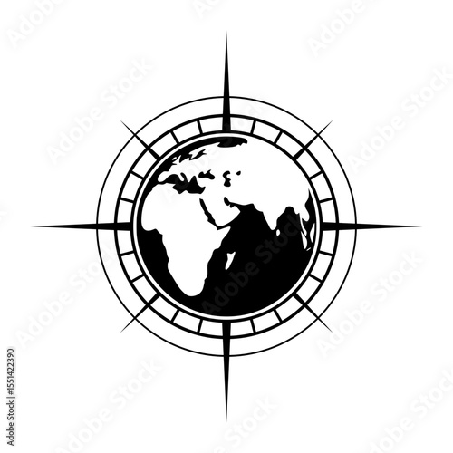 Logo planet and compass