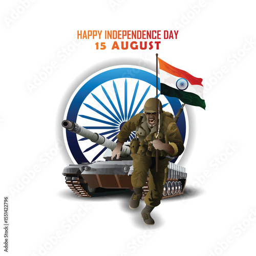 15 August happy independence day celebration vector illustration