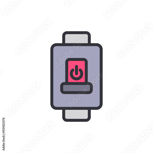 Stylized Representation Of A Technology Device With A Power Symbol