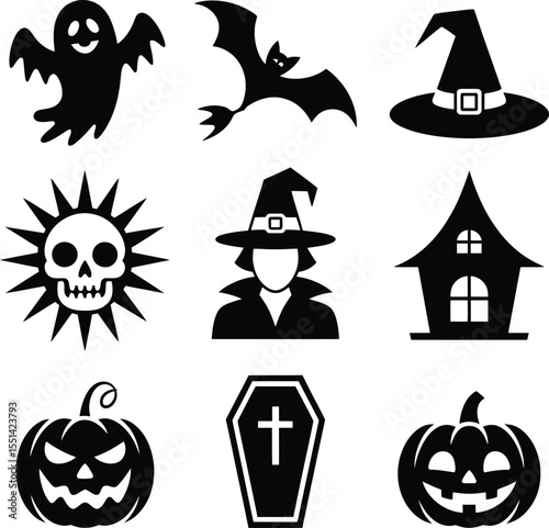 halloween icons set