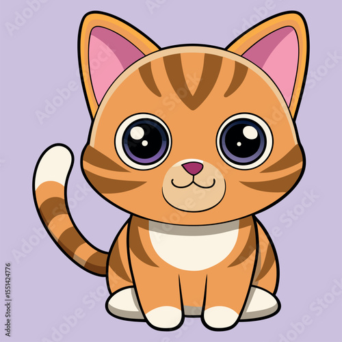 Cute Cartoon Orange Tabby Cat with Big Eyes