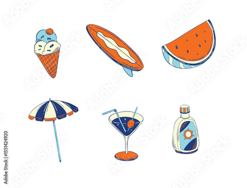 Ocean Themed Summer Leisure Clip Art 