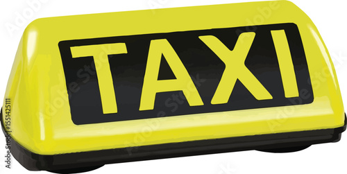 Taxi Sign: A vivid yellow and black illuminated taxi sign, ready to guide and signal the availability of a ride. Its clean, crisp lines signal swift transportation and urban mobility.