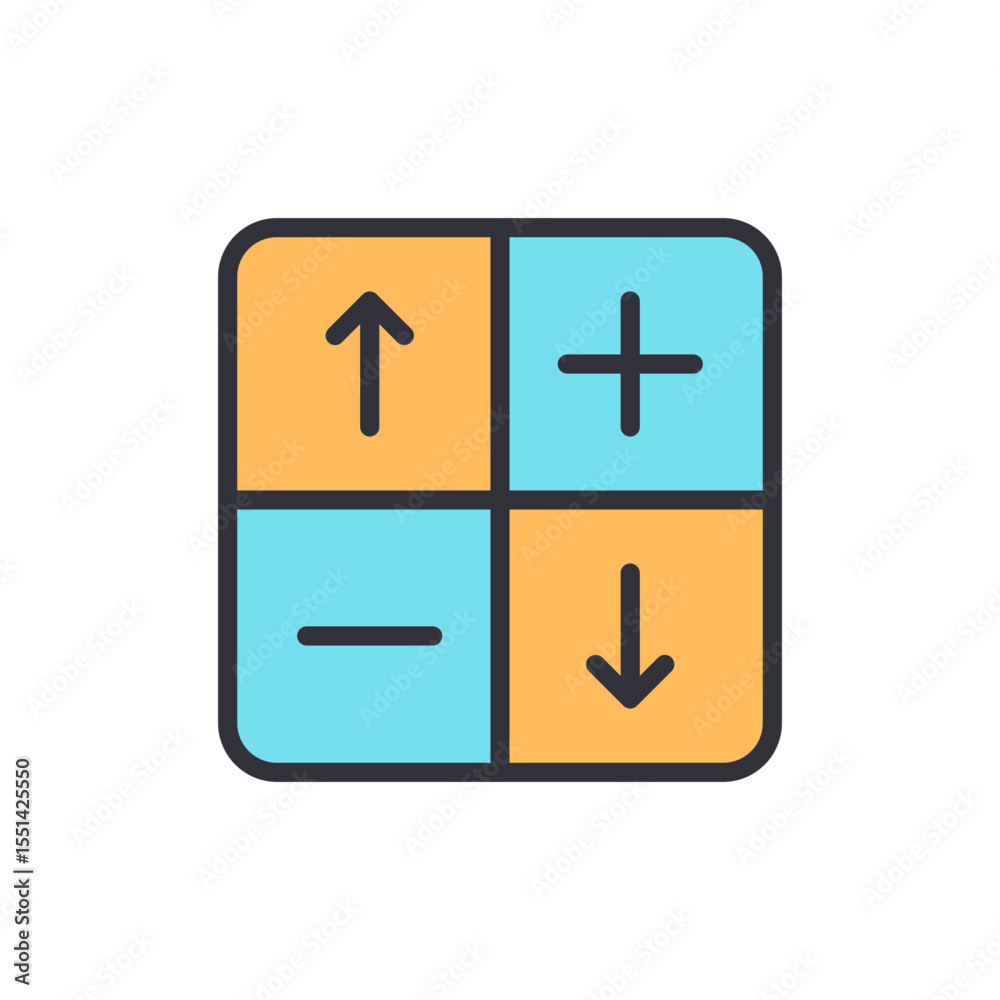 Obraz premium Mathematical Symbols In A Colorful Square Isolated On Transparent Backdrop