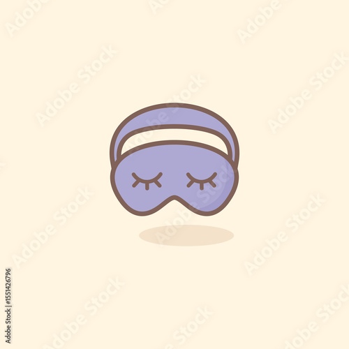 Cartoon sleep eye mask with closed eyes, perfect for bedtime illustrations, mental health, wellness routines, and calming digital designs