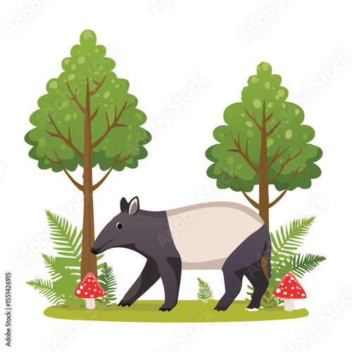 Tapir Walking Through Lush Green Forest