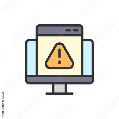 Warning Sign Displayed On Computer Screen Represents Potential Issues