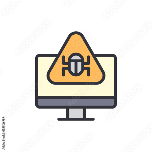 Warning Of Cyber Attack On Computer Display Screen Concept Illustration