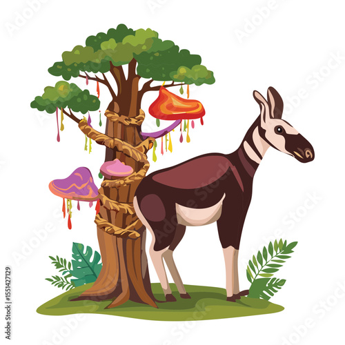 Curious Okapi by Whimsical Mushroom Tree