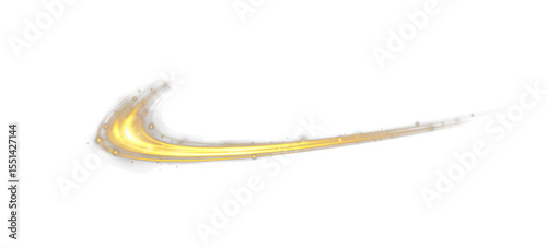 Gold Curved Light Line, Spiral Rope Twirl, Shiny Golden Ribbon Effect, Smooth Glow Swirl, Isolated Light Trail, Festive Vector Curve, Transparent PNG Abstract Light on Dark Background