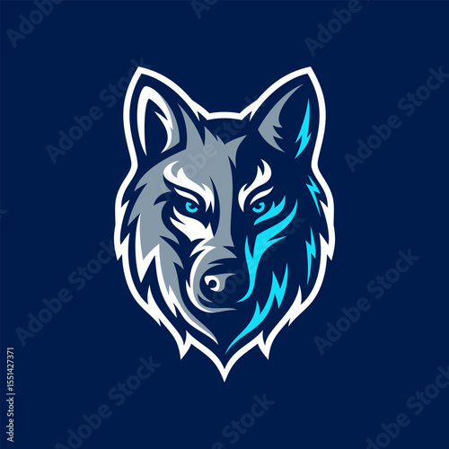 Wild wolf e sport mascot logo design vector illustration Free Vector