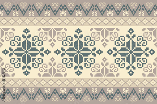 Geometric Pixelated Ethnic Textile Art