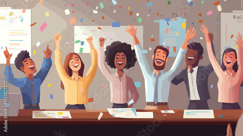 Celebration of a Profitable Quarter with a Diverse Business Team, Profitability