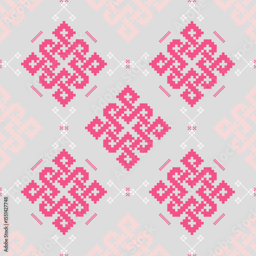 Geometric Pixelated Ethnic Textile Art