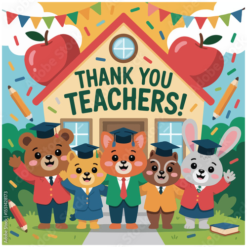 World Teachers? Day cartoon flyer.eps