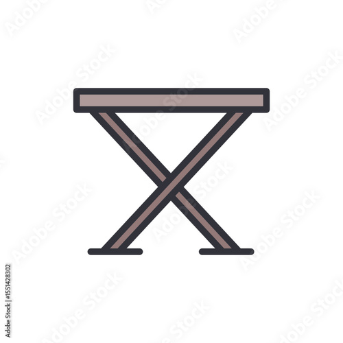 Illustration Of A Folding Table With Cross Legs On Transparent Background
