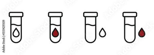 lab tube blood test icon set isolated on white background , vector illustration . 
