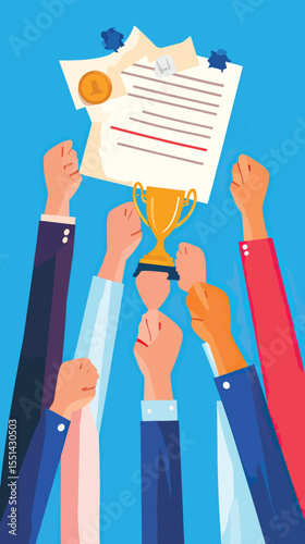 Celebratory Themes Icon Set Candidate Success Stories, Best Job Candidate