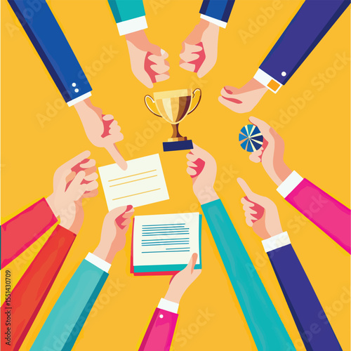 Celebratory Themes Icon Set Candidate Success Stories, Best Job Candidate