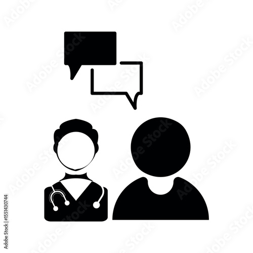 Doctor patient consultation icon.