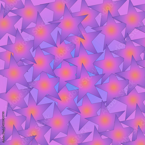 Whimsical Overlapping Purple Gradient Stars Pattern