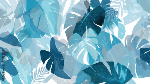 abstract blue background with leaves
