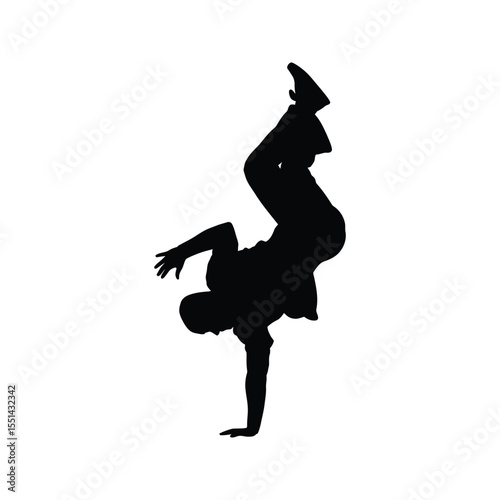 Breakdancer Silhouette Dynamic Pose Street Dance Hip Hop BBoying Graphic Design