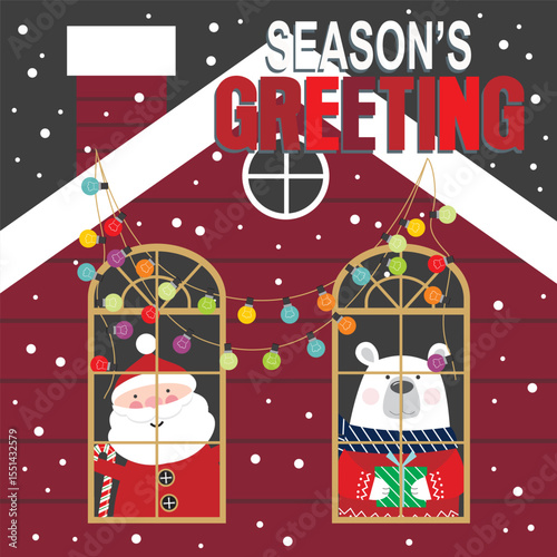Season's Greetings with Santa and a Polar Bear