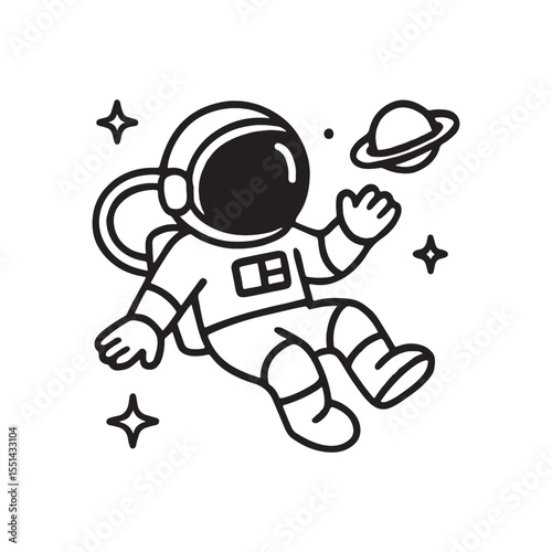 Black and white astronaut clipart for kids and digital prints