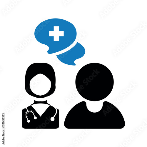 Doctor patient consultation icon.
