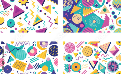 Abstract geometric pattern design set in retro style