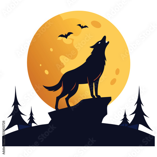 Howling Fox Silhouette Graphics