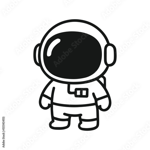 Cute cartoon astronaut character in space suit for coloring or stickers