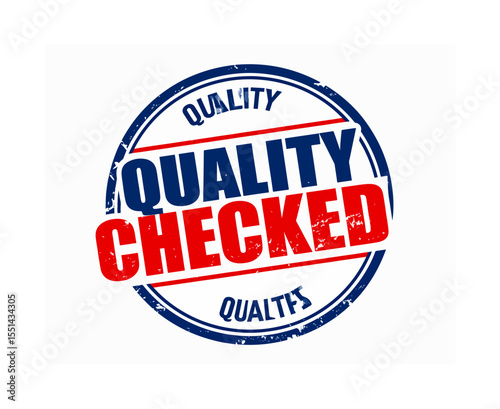 A circular stamp in blue and red ink reads Quality Checked with textured edges