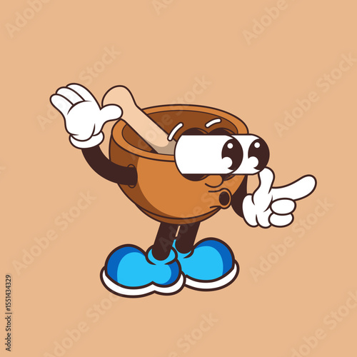 Retro character design of suprised mortar